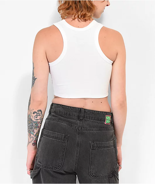 Broken Promises Heartthrob Skull White Crop Tank Top