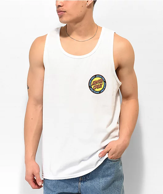 Santa Cruz Loud Ringed Dot White Tank Top