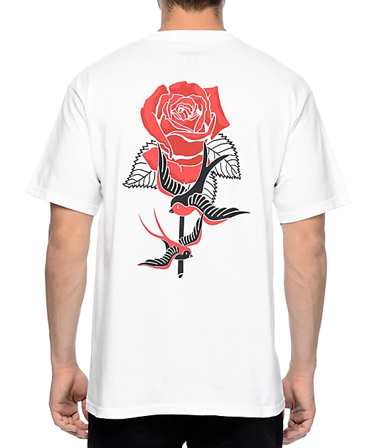 Empyre Swallows And Roses White T-Shirt