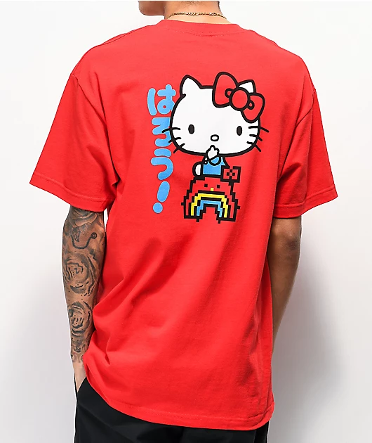 Girl x Hello Kitty 45th Anniversary Rainbow Red T-Shirt