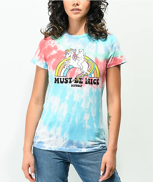 RIPNDIP My Little Nerm Red & Blue Tie Dye T-Shirt