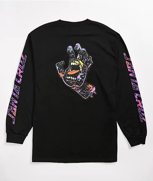 Santa Cruz Hand Splatter Black Long Sleeve T-Shirt