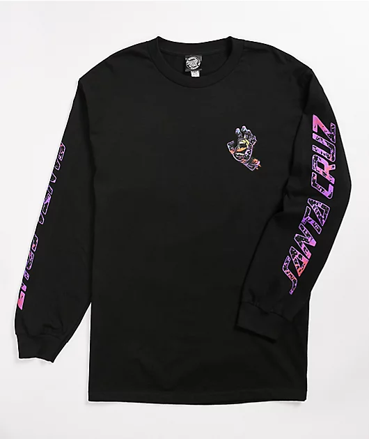 Santa Cruz Hand Splatter Black Long Sleeve T-Shirt
