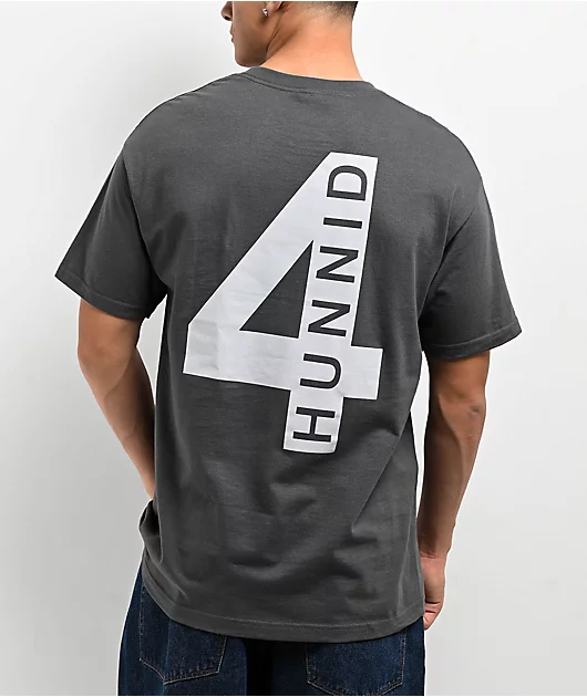 4Hunnid Logo Charcoal T-Shirt
