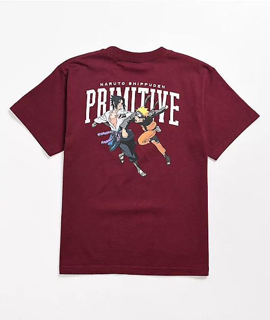 Primitive x Naruto Shippuden II Kids Naruto Versus Sasuke Burgundy T-Shirt