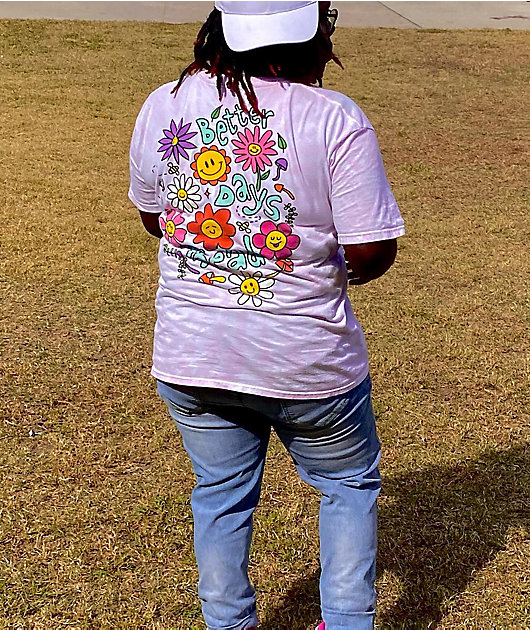 23773-a.lab-better-days-pink-white-tie-dye-t-shirt-3.jpg A.LAB Better Days Pink & White Tie Dye T-Shirt