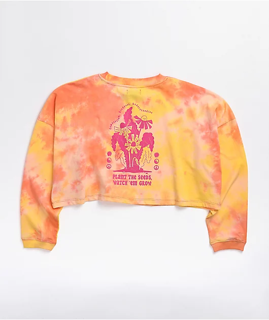A.LAB Gayle Orange Tie Dye Crop Long Sleeve T-Shirt
