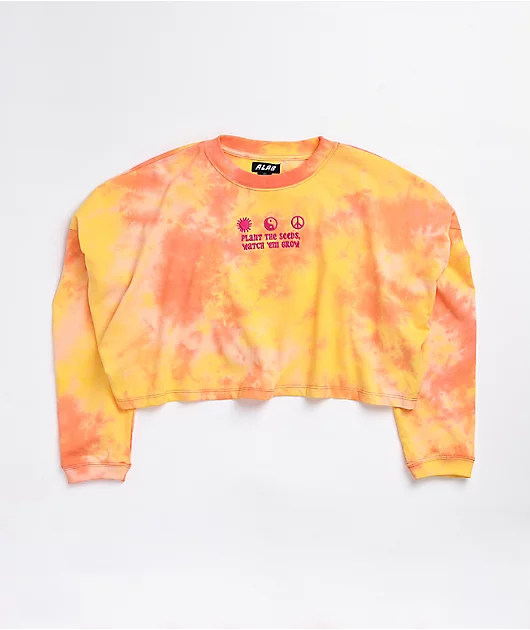 A.LAB Gayle Orange Tie Dye Crop Long Sleeve T-Shirt