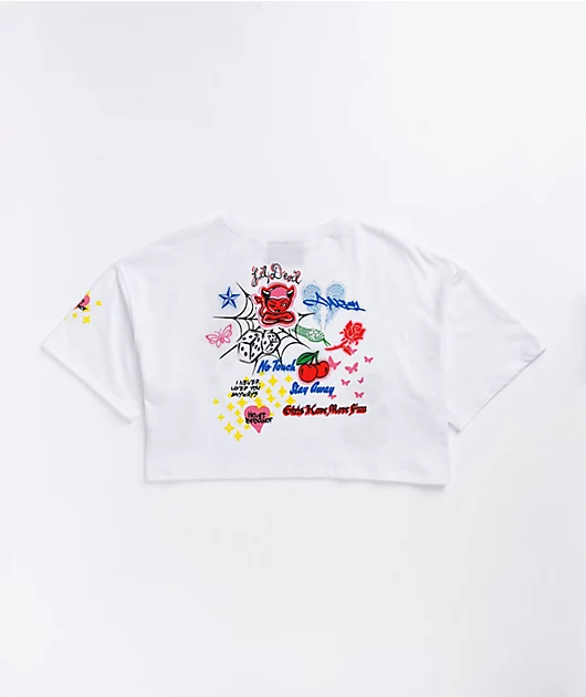 Vitriol Georgia Airbrush White Crop T-Shirt