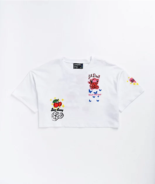 Vitriol Georgia Airbrush White Crop T-Shirt