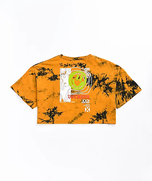 Vitriol Georgia Smile Orange Tie Dye Crop T-Shirt