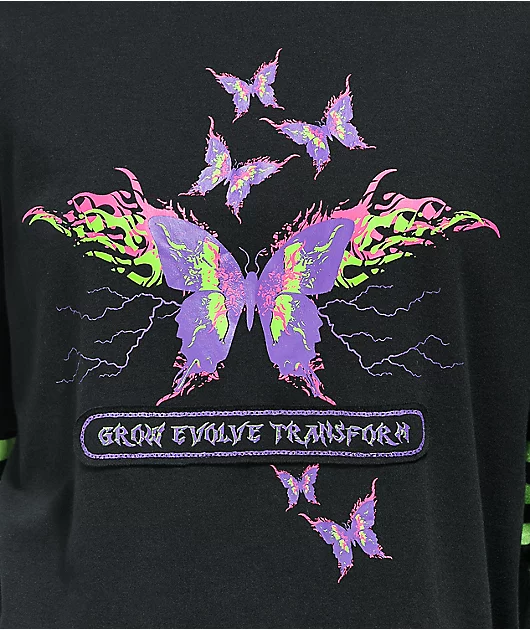 Vitriol Bixie Black & Green Layered Long Sleeve T-Shirt