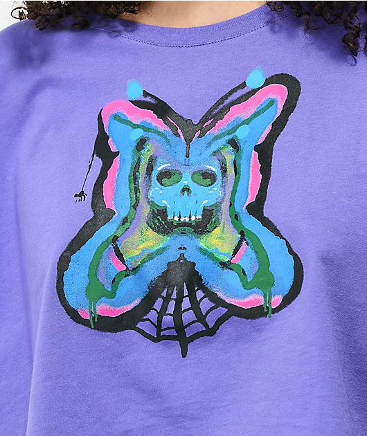 Vitriol Georgia Airbrush Skull Purple Crop T-Shirt