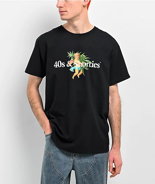 40s & Shorties Angel Plant Black T-Shirt