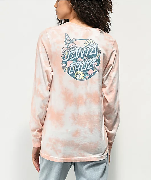 Santa Cruz Monarch Mushroom Dot Pink Tie Dye Long Sleeve T-Shirt