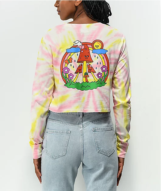A-Lab Dita Mushroom Tie Dye Crop Long Sleeve T-Shirt
