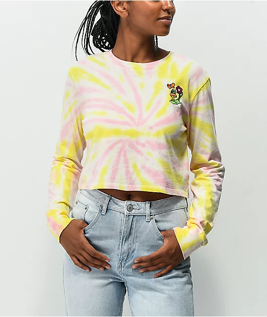 A-Lab Dita Mushroom Tie Dye Crop Long Sleeve T-Shirt