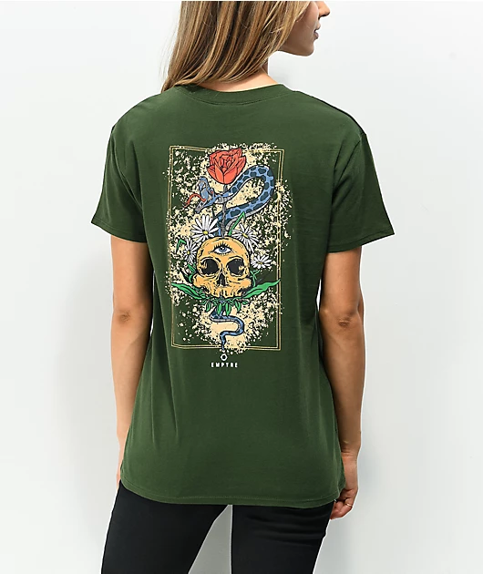 Empyre Laynie Skeleton Red Rose Green T-Shirt