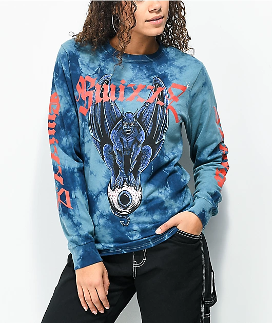 SWIXXZ Gargoyle Blue Tie Dye Long Sleeve T-Shirt