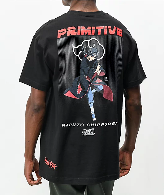 Primitive x Naruto Shippuden Itachi Uchiha Black T-Shirt