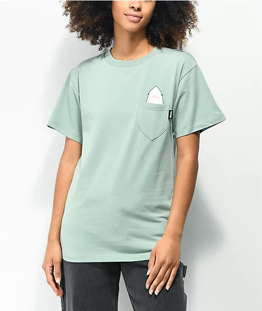 180Tide Shark Pocket Green T-Shirt