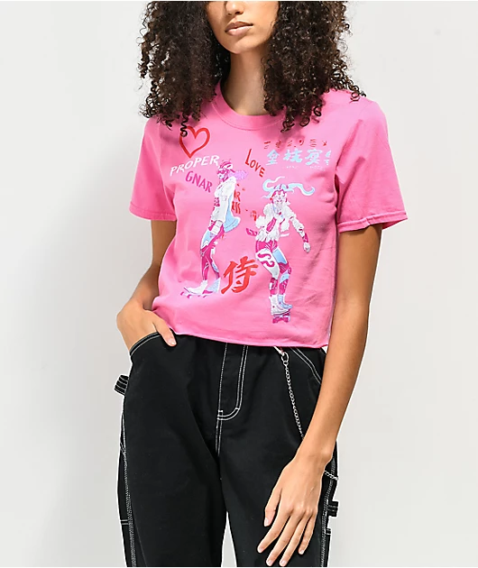 Proper Gnar Later Skater Pink Crop T-Shirt