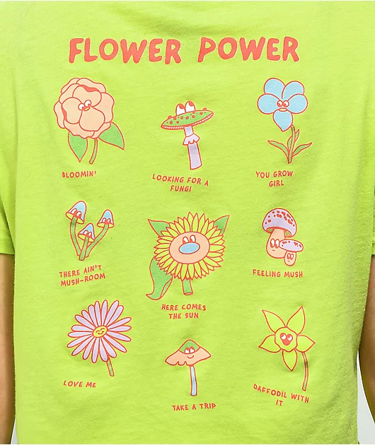 A.LAB Ballina Flower Power Green Crop T-Shirt