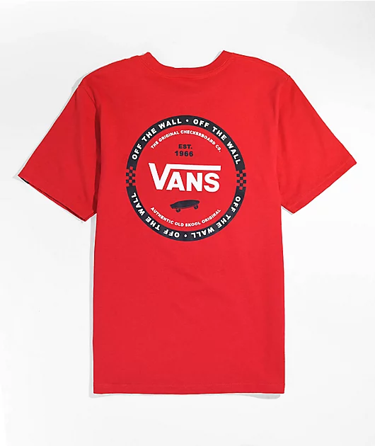 Vans Kids Logo Check Red T-Shirt