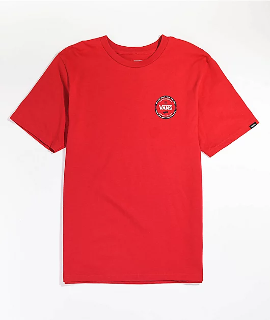 Vans Kids Logo Check Red T-Shirt