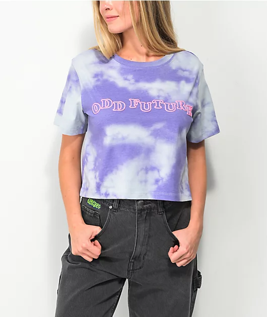 Odd Future Outline Purple Cloud Wash Crop T-Shirt