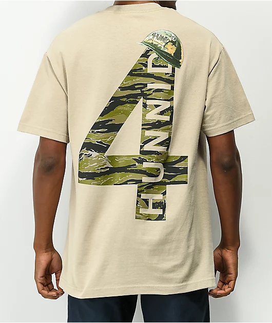 4Hunnid Helmet Sand T-Shirt