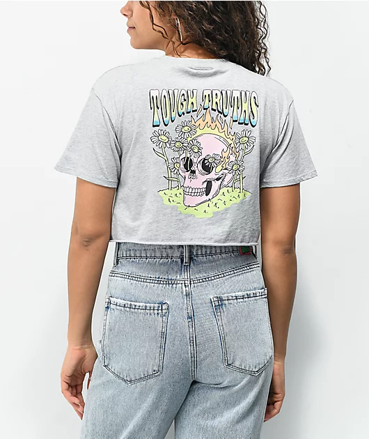 Empyre Kipsy Tough Truths Heather Grey Crop T-Shirt