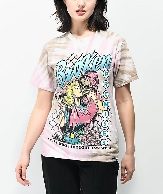 Broken Promises Hung Up Pink Tie Dye T-Shirt