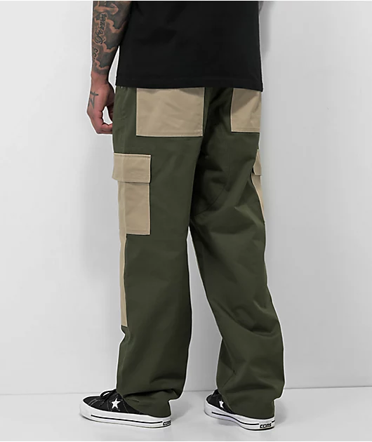 Empyre Blocked Olive & Khaki Cargo Skate Pants
