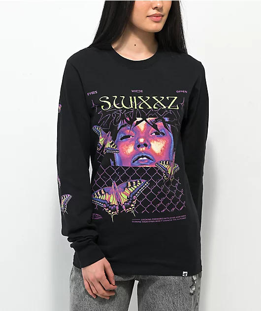 SWIXXZ Butterfly Chain Long Sleeve T-Shirt