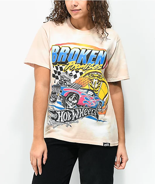 Broken Promises x Hot Wheels Heart Race Peach Tie Dye T-Shirt