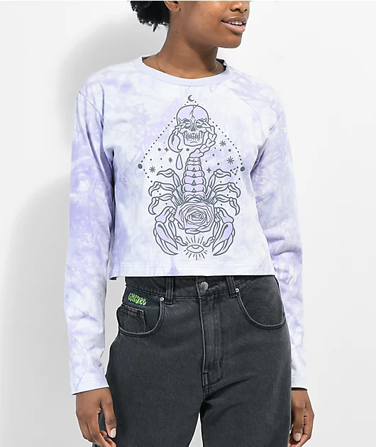 Santa Cruz Scorpio Purple Tie Dye Long Sleeve Crop T-Shirt
