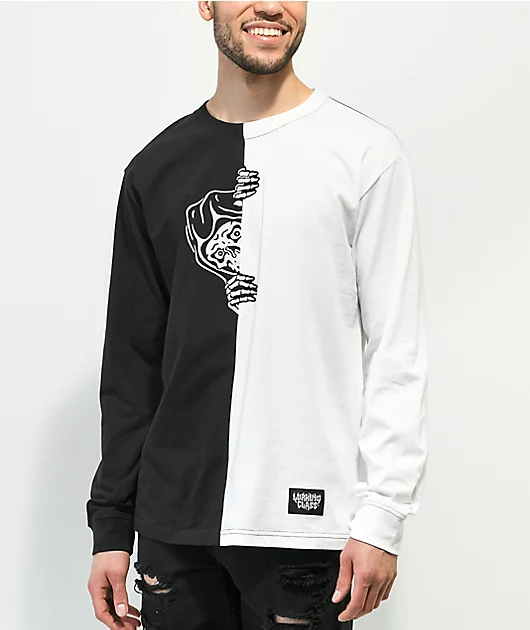 Lurking Class by Sketchy Tank Corner White & Black Long Sleeve T-Shirt