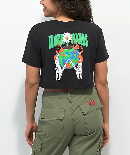 Empyre Kipsy In Our Hands Black Crop T-Shirt