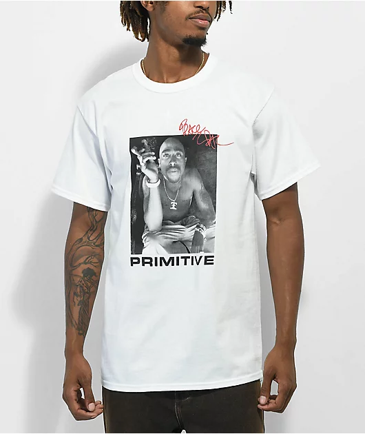 Primitive x Tupac Smoke White T-Shirt