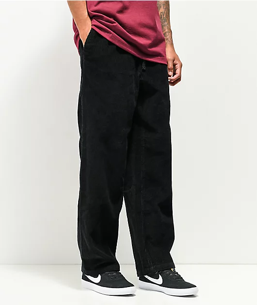 Empyre Johnny Black Elastic Waist Corduroy Skate Pants
