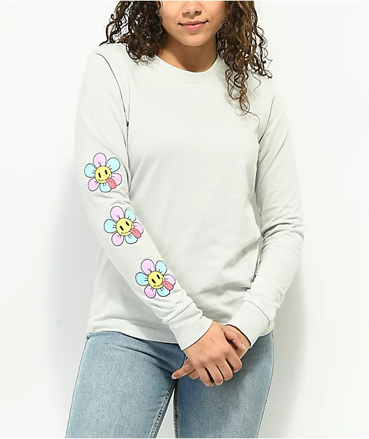 JV by Jac Vanek Flower Blue Long Sleeve T-Shirt