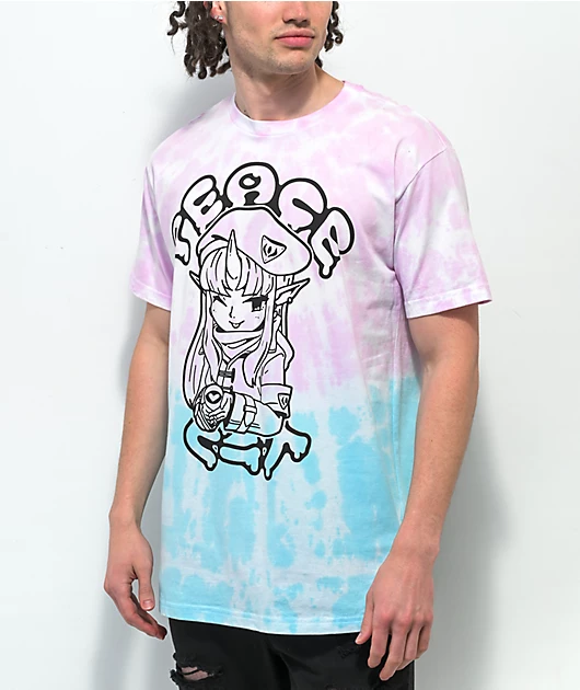 Shinya Fuwa Pink & Blue Tie Dye T-Shirt