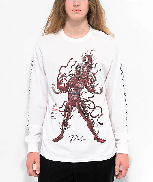 Primitive x Marvel Carnage Long Sleeve White T-Shirt