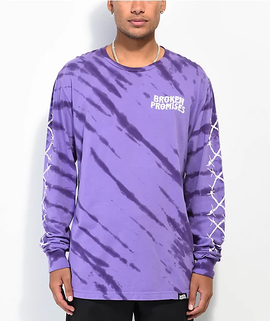 Broken Promises 2 Wired Purple Tie Dye Long Sleeve T-Shirt