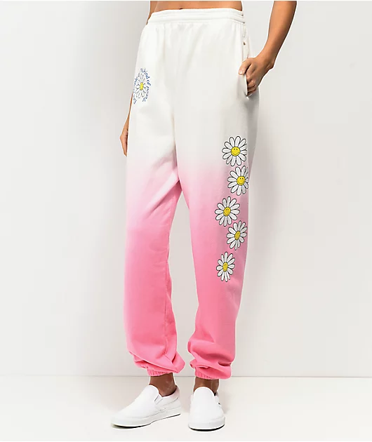 By Samii Ryan x Smiley Kind People Pink & White Dip Dye Sweatpants