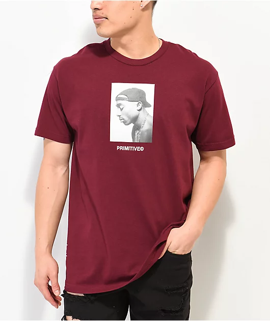 Primitive x Tupac No Changes Maroon T-Shirt