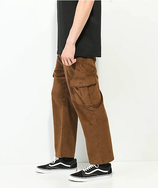 WORBLE Slow Burn Brown Corduroy Cargo Pants