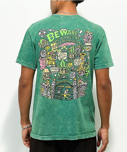 Killer Acid Stoner Graveyard Green Wash T-Shirt