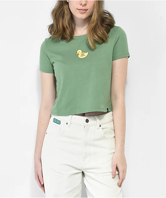 JV by Jac Vanek What The Duck Green Crop T-Shirt